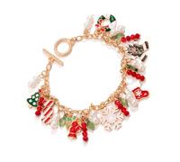 Pulseras temáticas navideñas con campanas de Papá Noel y dije de caramelo, pulsera única para fiestas de Navidad y uso diario, diseños únicos de Navidad, talla única, como se describe