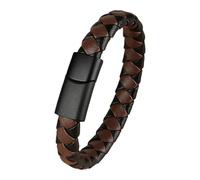 Pulseras Trenzadas De Cuero Genuino Para Hombre, Sencillas, Hechas A Mano, Entrelazadas, Con Cierre Magnético, Estilo Vintage Punk, Brazalete Ancho, Regalo Para Marido, Hijo, Padre, Negro-Marrón,