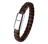 Pulseras Trenzadas De Cuero Genuino Para Hombre, Sencillas, Hechas A Mano, Entrelazadas, Con Cierre Magnético, Estilo Vintage Punk, Brazalete Ancho, Regalo Para Marido, Hijo, Padre, Blanco-Marrón,