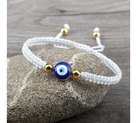 Pulseras turcas contra el mal de ojo para mujeres y hombres, pulsera de cuerda trenzada de hilo negro, blanco y rojo, pulseras ajustables para amigos, color blanco 1