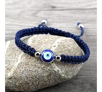 Pulseras turcas contra el mal de ojo para mujeres y hombres, pulsera de cuerda trenzada de hilo negro, blanco y rojo, pulseras ajustables para amigos, azul marino 2