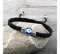 Pulseras turcas contra el mal de ojo para mujeres y hombres, pulsera de cuerda trenzada de hilo negro, blanco y rojo, pulseras ajustables para amigos, negro 2