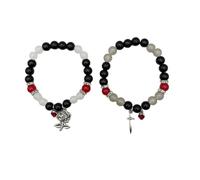 Pulseras únicas para parejas, murciélago, rosa/guitarra, corazón, cadena de muñeca, joyería elegante para uso diario y actividad, única para su novia, esposa, romance, talla única, como se describe