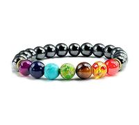 Pulseras y brazaletes Healing Balance Buddha Prayer Pulsera de energía con cuentas de piedra natural para mujeres-Hematita