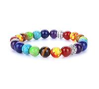 Pulseras y brazaletes para hombre, pulsera de cuentas de equilibrio de 7 chakras para hombres, mujeres, joyas de piedras de oración