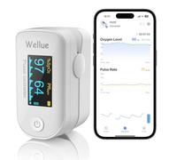 Pulsioxímetro, Oxímetro de dedo Pulso, App vía Bluetooth, Medición de la Saturación de Oxígeno (SpO2) y de la Frecuencia Cardíaca, Monitor de Nivel de Oxígeno, Alerta Intermitente,Blanco