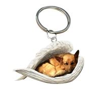 pulunto Lindo colgante de perro de ángel dormido, perro acrílico que duerme en alas de ángel, colgante de llavero colgante para decoración de interiores y artículos de papelería