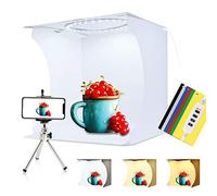 PULUZ 31cm Ring Light Photo Studio Light Box, Adjustable Portable Photography Shooting Light Tent Kit with White/Warm/Soft Lighting 80pcs LED Lights + 6 Backdrops for Product Display