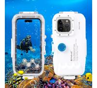 PULUZ 40m/130ft funda de buceo impermeable para iPhone 16 15 14 13 12 11 Pro Max Plus con válvula unidireccional cubierta de carcasa subacuática para iphone11ProMax(6.5")