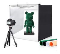 PULUZ Caja de fotos de 80 x 80 cm, 32 pulgadas, profesional, regulable, con 3 barras de luz móviles, 234 luces LED de 90 W y 4 gotas traseras de PVC para fotografía de productos grandes