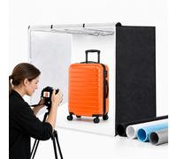 PULUZ Caja de luz grande para fotografía de 39 x 39 pulgadas para estudio | 3 paneles de luz con 306 LED, luz diurna CRI 95+ y 5500K; 4 fondos de PVC para bolsos, ropa, plantas y obras de arte