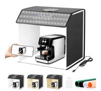 PULUZ Caja de luz portátil para fotografía, 16 x 12 x 16 pulgadas, profesional, 3200-6500 K, caja de fotos regulable con 320 luces LED y 4 fondos de PVC de colores para joyas y artículos pequeños