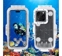 PULUZ Funda de buceo impermeable para iPhone 16 Pro, funda protectora de 40 m, funda de buceo subacuática para surf, esnórquel, kayak, transparente