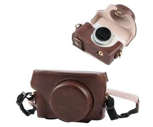 PULUZ Funda para cámara digital Sony ZV-1/ZV-1F/ZV-1M2 Vlog, bolsa de cuero de cuerpo completo con funda Sony Zv1, correa para el hombro, bolsa de almacenamiento protectora de viaje (café)