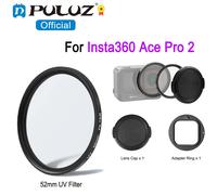 PULUZ Juego de filtros UV de 52mm para cámara deportiva Insta360 Ace Pro 2, filtro de lente UV de 52mm con anillo adaptador y cubierta de lente