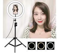 PULUZ - Juego de luces de anillo LED de 11,8 pulgadas con 3 modos de intensidad regulable, con soporte de trípode ajustable de 1,1 m y abrazadera para teléfono para transmisión en vivo, vídeo de YouTube, maquillaje