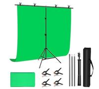 PULUZ Kit de telón de fondo de pantalla verde con soporte, kit de soporte de pantalla verde portátil de 6.5 x 6.5 pies, fondo de pantalla verde con abrazadera de bolsa de transporte para sesión de