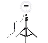 PULUZ Luz de 20 cm y 1,1 m, montaje en trípode USB, 3 modos, intensidad regulable, doble color, temperatura, LED, curvo, anillo de luz Vlogging Selfie Fotografía Video, luces con abrazadera para
