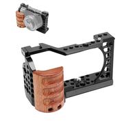PULUZ para Sony A6400 / A6300 / A6100 / A6000 mango de madera jaula estabilizadora de cámara de Metal Negro