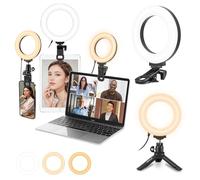 PULUZ RGB Light Stick, Ringlicht PC mit Clip & Stativ 5 Zoll Videoconferenz Licht Dimmbares 3 Lichtfarb+Helligkeit 10-stufiges Videolicht 3200-6500k für iPhone, iPad, Laptop, Camera