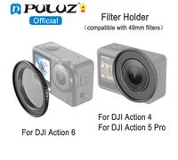 PULUZ Soporte de filtro de 49mm para DJI Osmo Action 6 / Action 5 Pro / Action 4, adaptador de filtro de cámara marco de filtro protector de Metal