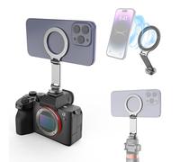 PULUZ Soporte magnético para trípode para teléfono, plegable, seguro para cámara, soporte para teléfono con zapata fría y rosca de 1/4 para iPhone 17, 16, 15, 14, 13, 12, Series Mag Safe