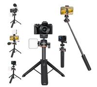 PULUZ Trípode para selfie con zapata fría + cabeza de bola de 360° + | Trípode de cámara de acción 2 en 1 de 55 cm para DJI Osmo 360 Action 5 Pro Pocket 3 Ation3 4 para GoPro para Insta360 X5 X4