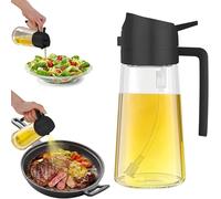 Pulverizador Aceite Spray 2 en 1 de Cristal, Aceitera Vaporizadora Antigoteo para Cocinar Dosificador 470ml Freidoras de Aire Difusor Aceite Cocina para Cocinar Tapa Negra