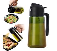 Pulverizador de aceite de 470 ml, 2 en 1, para aceite de oliva y aceite comestible, protección UV, antigoteo, sin BPA, pulverización sin medición, ideal para freidora de aire caliente, airfryer