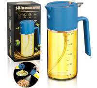 Pulverizador de aceite para cocinar, botella dispensadora de aceite de oliva avanzada grande 2025, pulverizador de aceite de oliva de vidrio de 500 ml / 17oz, spray uniforme 2 en 1 con control de