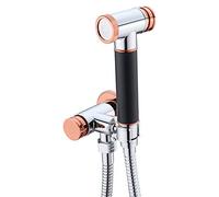 Pulverizador de bidé con un solo interruptor presión agua fría Lavadora pañales tela portátil Conjunto rociador ducha Montaje en pared Inodoro Accesorio a,Cromo(Black and Rose Gold)