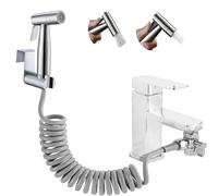 Pulverizador de bidé de mano, 2 Modos Rociador de bidé de acero inoxidable con desviador de ducha de 2 vías, flexo de ducha de 150 cm y soporte de ducha