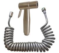 Pulverizador de bidé de mano de 1,27 cm de acero inoxidable 304 a presión añadida, incluye manguera en espiral, 4 m de longitud, telescópica para inodoro, baño, fregadero, balcón, suelo