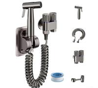 Pulverizador de bidé de mano para inodoro con presión de agua ajustable, funcionalidad de doble interruptor, interfaz G1/2, manguera de 2 m, construcción de latón y acero inoxidable (plata B)