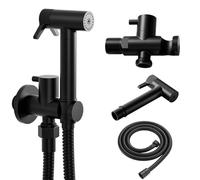 Pulverizador de Bidé de Mano para Inodoro Kit, Latón Rociador de Bidé Montado en Pared para Inodoro, Grifo Bidet con 1.5m Manguera, Bidé De Baño Para Baño De Mascotas, Negro