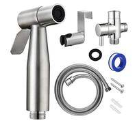 Pulverizador de bidé de mano, pulverizador de bidé para inodoro, montaje en pared de acero inoxidable de mano con manguera y soporte, accesorios de baño para limpieza de cocina e inodoro