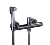 Pulverizador de bidé mano gris for inodoro, juego rociador pañales tela baño montado en la pared latón Kit agua fría y caliente for higiene personal, manguera PVC(Stainless Steel Hose)