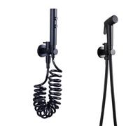 Pulverizador de bidé negro para baño, dos funciones, flujo de agua, PVC/acero inoxidable, manguera de 1,5 m, cuerpo SS (PVC B)