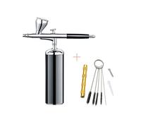 Pulverizador de Pintura, Aerógrafo con mini kit de limpieza de cepillo de aire de compresor de mano for maquillaje Pastel de decoración Tatuajes de arte de arte de arte. Modelo de color(Part B black)
