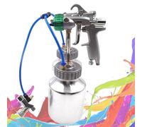 Pulverizador de pintura de alimentación a presión de doble cabeza, pistola de pulverización de doble boquilla nano cromada de 1,30 mm, consumo de aire de 8 a 12 cfm, capacidad de la olla de 1000 ml