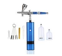 Pulverizador de Pintura, Doble acción kit de aerógrafo con compresor de alta presión estable compatible con mini taza de bomba reemplazable for pintura de pastel arte tatuaje(E)