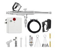 Pulverizador de Pintura, Función de parada automática Aerógrafo con compresor 0,3 mm 7CC Airbusto de doble acción de acero de doble acción for modelo Pintura de pastel de clavo Arte de uñas Tatoo(NCT-