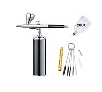 Pulverizador de Pintura, Kit de aerógrafo actualizado con compresor portátil inalámbrico Auto Auto Cepillo de aire Recargable Bomba de mano for colorear modelo de clavo(Part C black)