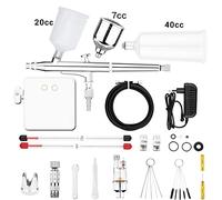 Pulverizador de Pintura, Kit de compresor de parada automática de Airbrush de doble acción 7cc / 20cc / 40cc Tres tazas de tres tazas Aeróleo desmontable for el modelo de clavo Pastel de pastel de pes