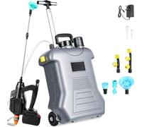 Pulverizador Eléctrico a Batería 15L con Carretilla, Mochila Sulfatadora de Jardín Compatible con 18V, Pulverizador de Presión con 3 Velocidades, Lanza Telescópica para Fumigación y Riego
