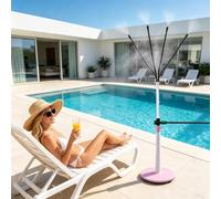 Pulverizador para terraza, de pie, portátil, con altura ajustable, niebla de agua de refrigeración para terraza con manguera de 8 m, nebulizador de agua giratorio 360° para terraza, jardín, piscina
