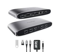 PULWTOP Displaylink Docking Station with Triple Display, USB C Docking Station para MacBook M1/M2/M3/M4/M5 &Windows, USBC Dock con 2 HDMI, 2 DisplayPort, PD 100W, Datos USB-C, Ethernet, Audio, 4 USBA