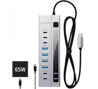 PULWTOP Hub USB Alimentado con Adaptador de PD 65 W, Hub USB 3.2 con USB-C 10 Gbps, USBA de 5 Gbps y 2 Puertos de Carga USBC PD de 24/45 W, concentrador USB para portátiles y tabletas MacBook