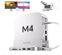 PULWTOP Mac Mini M4 Dock con 4TB M.2 SSD Closure & HDMI 4K, 9 en 1 Hub USB-C Vertical de Aluminio para Mac Mini M4 Pro Hub Stand, USB-A/C 10Gbps, 2XUSB-A 2.0, Audio de 3.5 mm, SD/TF (SSD No Incluido)