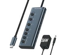 PULWTOP USB C Hub Active con 36W, Hub USB C Alimentado de 7 Puertos con Puertos de Datos USB A/C y Carga PD20W de 1 Puerto, Divisor Multi USB